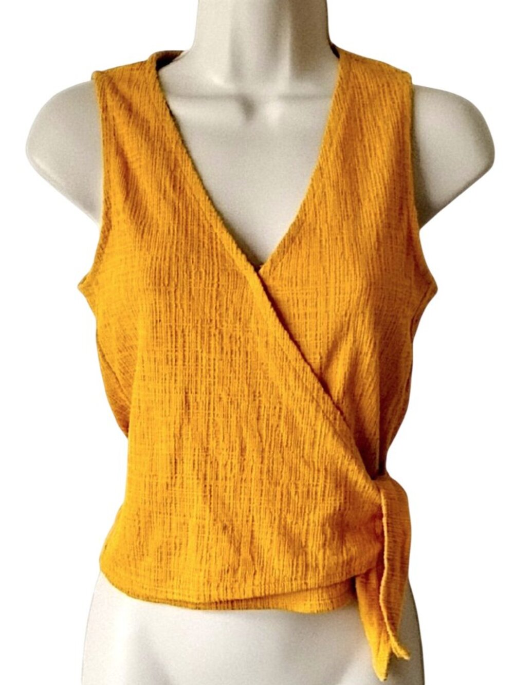 Madewell Wrap-Tie Tank Top XXS V-Neck Crop Tungsten Glow L8969